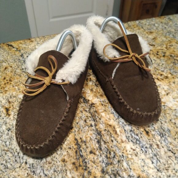 Minnetonka Chrissy Bootie Moccasin Chocolate Brown Suede Leather Women's Size 9 - Picture 3 of 13